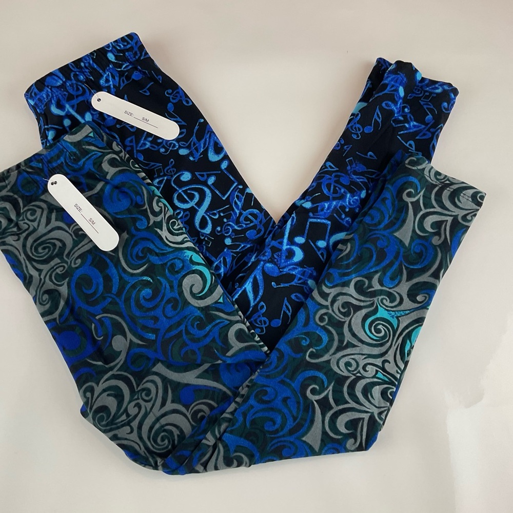 Girls Leggings 2 Pack Musical Notes & Abstract set of 2